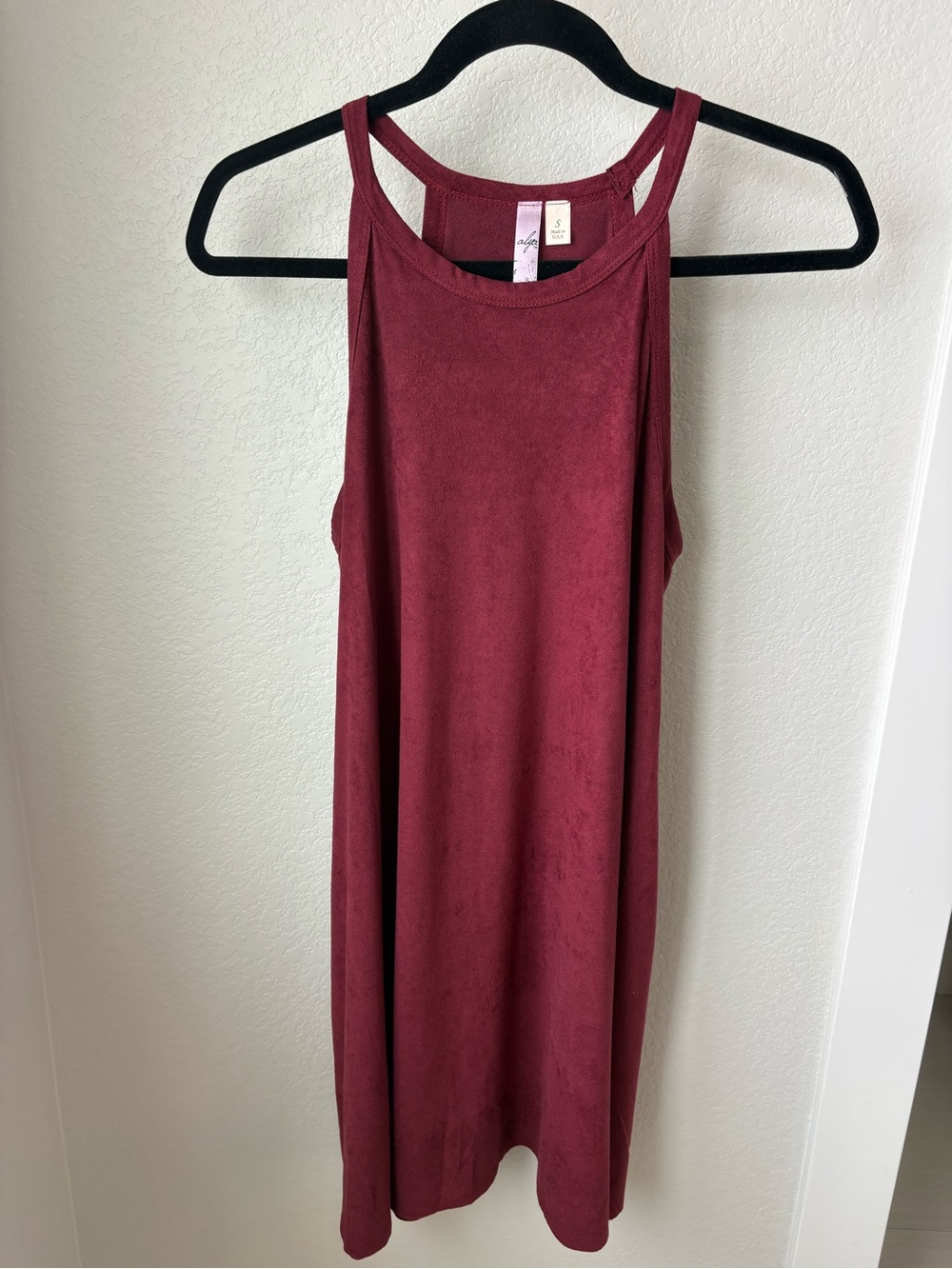 Alya Sleeveless Suede-Effect Wine Shift Dress